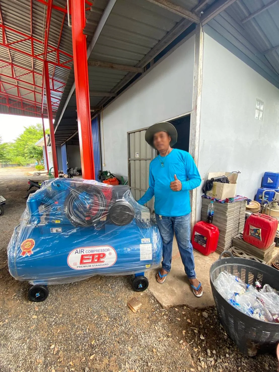 ภาพส่งมอบ ปั๊มลมสายพาน ETP ขนาด 380 ลิตร มอเตอร์ 7.5HP รุ่น HTA-80 (16Bar) (ระบบไฟ 220V) จังหวัดนครราชสีมา รูปที่ 1