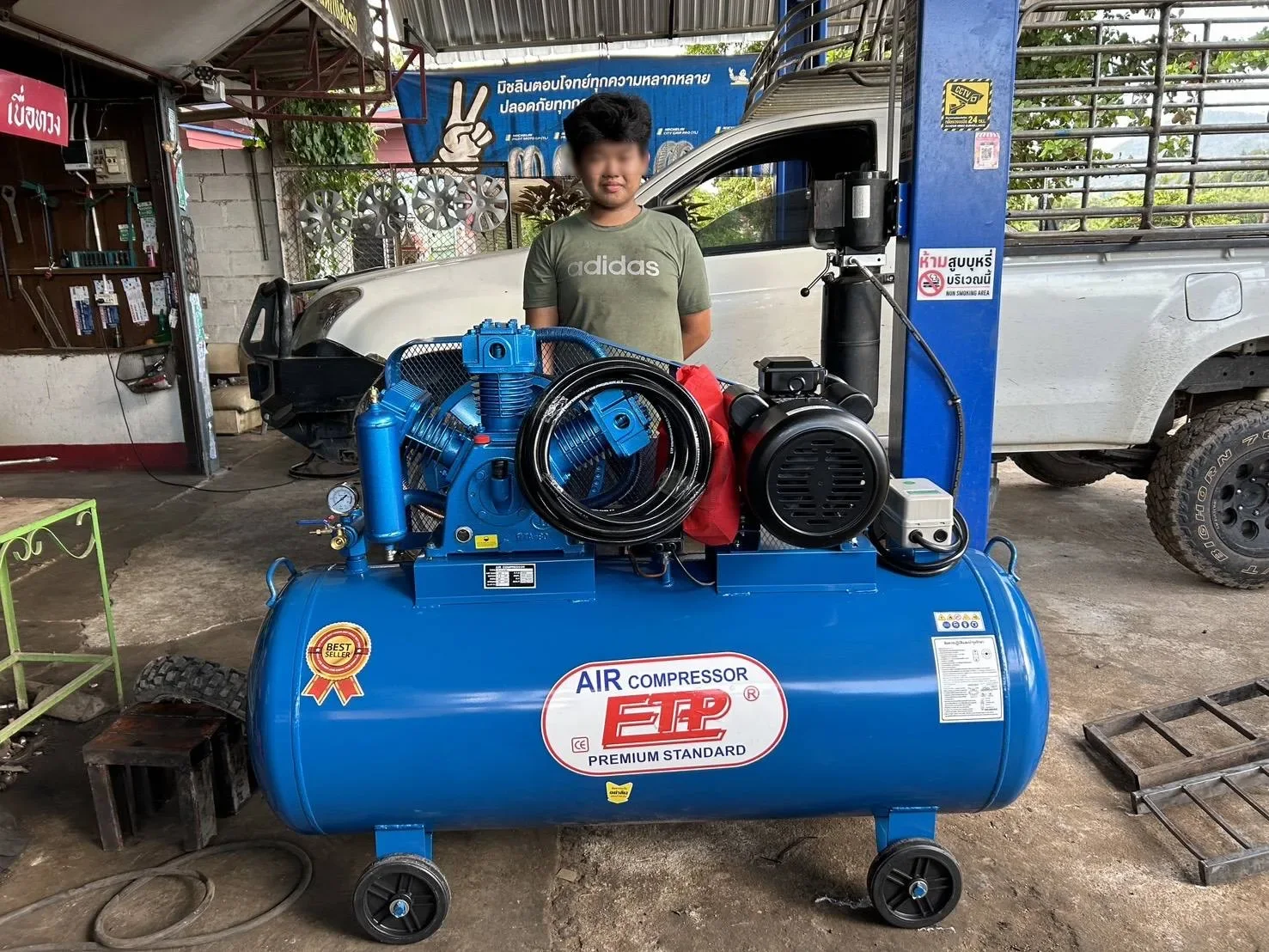 ภาพส่งมอบ ปั๊มลมสายพาน ETP ขนาด 380 ลิตร มอเตอร์ 7.5HP รุ่น HTA-80 (16Bar) (ระบบไฟ 220V) จังหวัดเชียงใหม่ รูปที่ 1