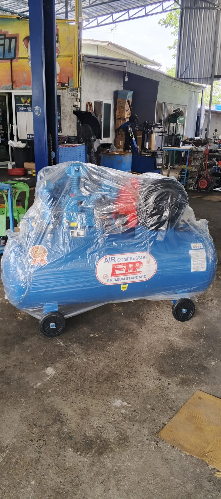 ภาพส่งมอบ ปั๊มลมสายพาน ETP ขนาด 380 ลิตร มอเตอร์ 7.5HP รุ่น HTA-80 (16Bar) (ระบบไฟ 220V) จังหวัดปทุมธานี รูปที่ 1