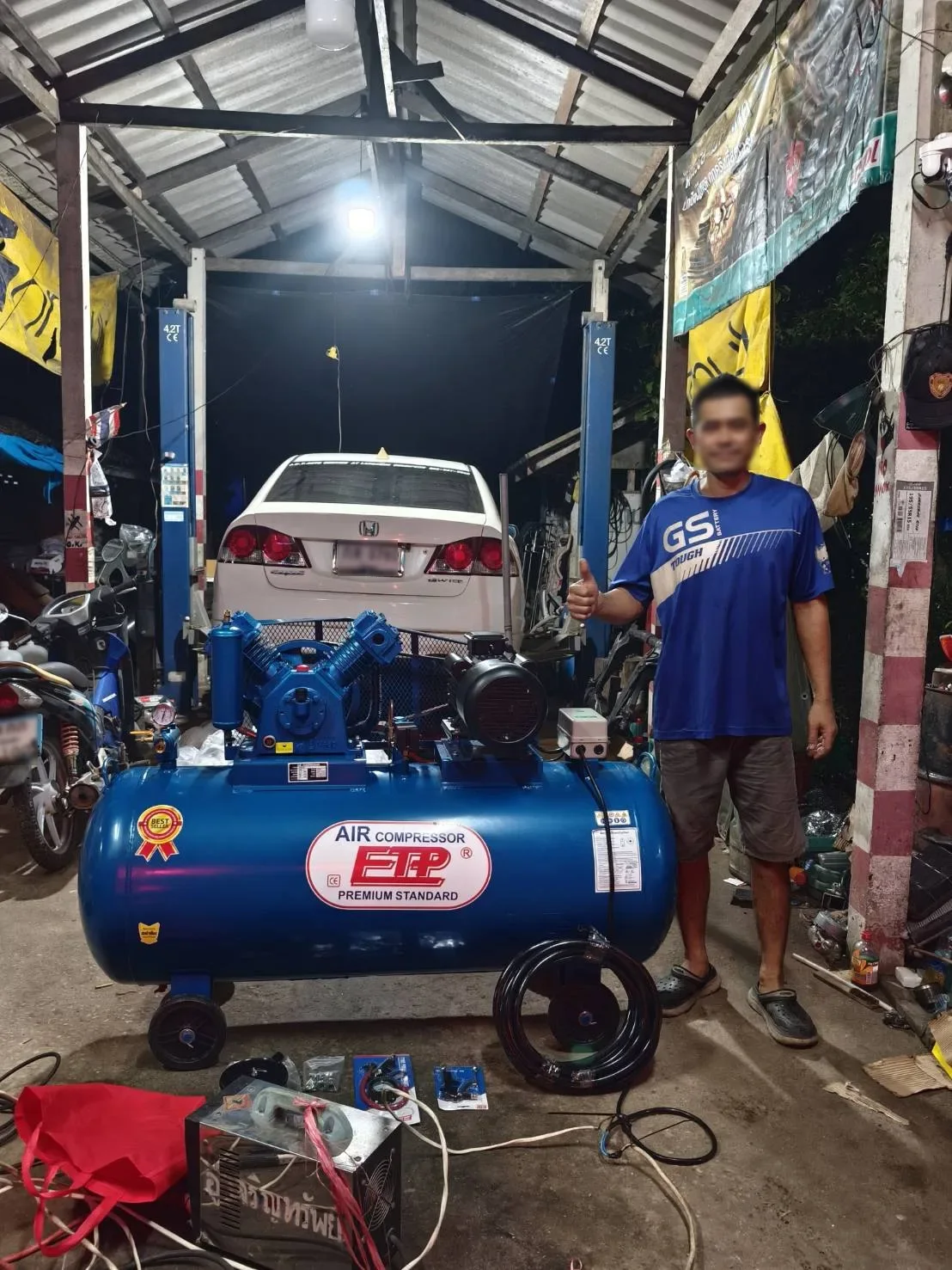 ภาพส่งมอบ ปั๊มลม 380 ลิตร 5.5HP รุ่น E VA-80 (12Bar) (ระบบไฟ 220V) จังหวัดชุมพร รูปที่ 1