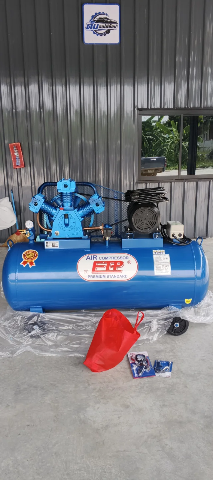 ภาพส่งมอบ ปั๊มลม 380ลิตร 7.5 แรงรุ่น E TA-80 (12Bar) (ระบบไฟ 380V) จังหวัดสมุทรปราการ รูปที่ 1