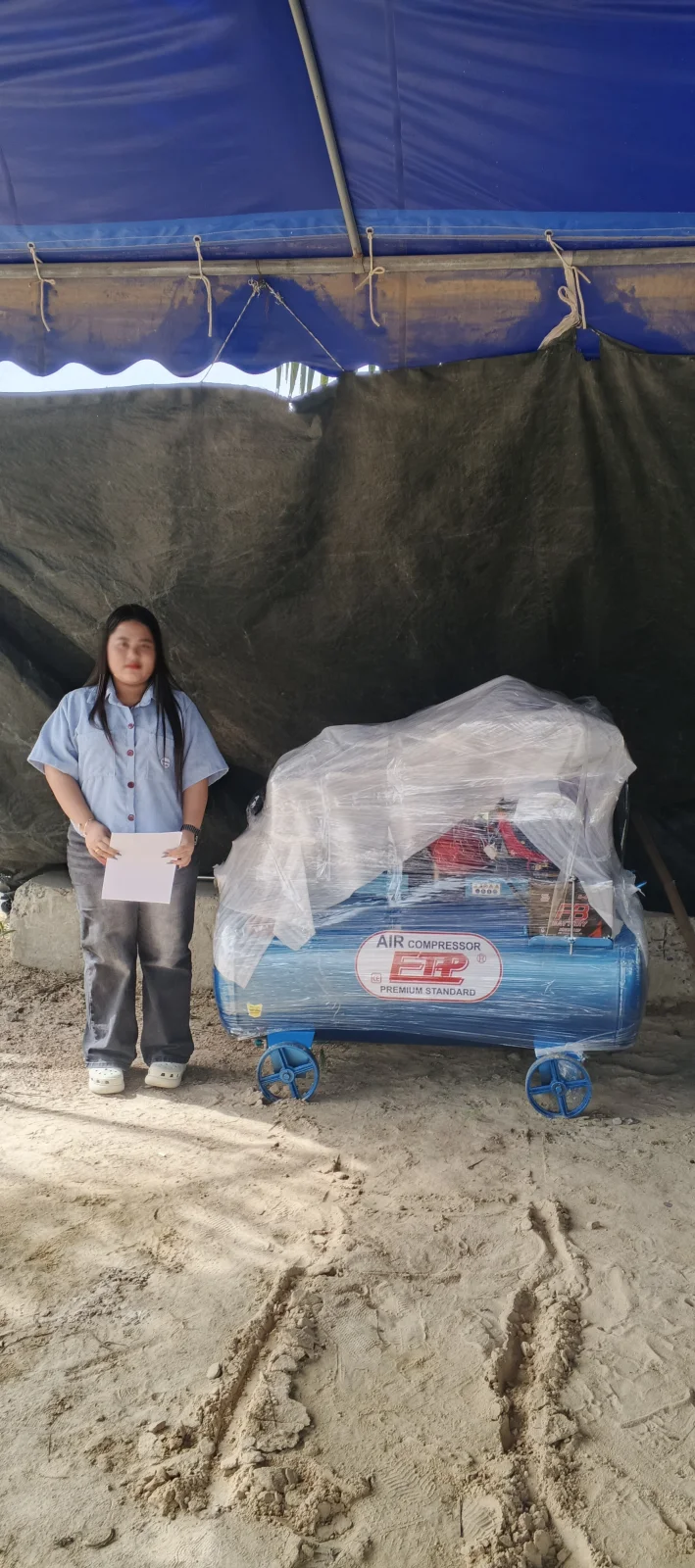 ภาพส่งมอบ ปั๊มลมดีเซล300 ลิตร สตาร์ทกุญแจ หัวสูบ HTA-80 (ระบบสตาร์ทกุญแจ) จังหวัดระยอง รูปที่ 1