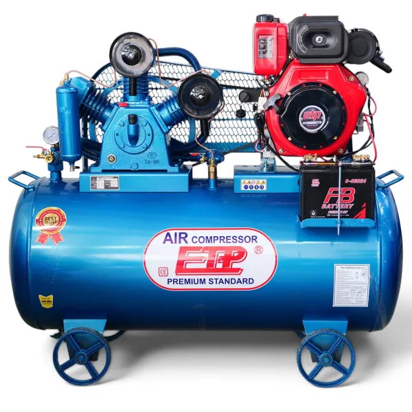 ปั๊มลมดีเซล ETP 300 ลิตร หัวสูบ HTA-80 เครื่องยนต์ดีเซล 11 แรงม้า (ระบบสตาร์ทกุญแจ)