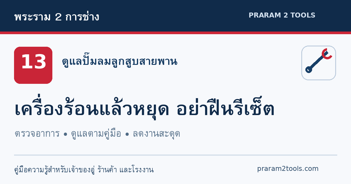 ปั๊มลมร้อนแล้วหยุด ต้องรอให้เย็นจึงใช้ได้ ควรตรวจจุดไหน?