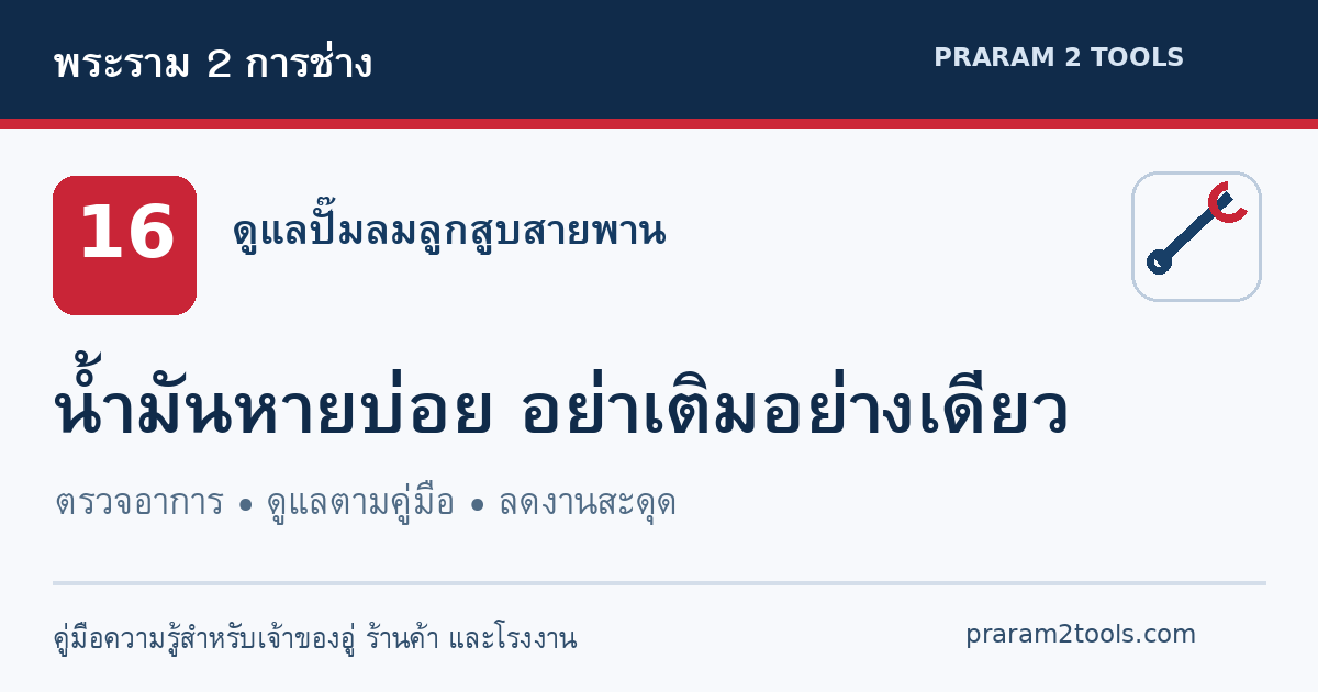 น้ำมันปั๊มลมซึม หายบ่อย หรือพ่นออกทางรูหายใจ เกิดจากอะไร?